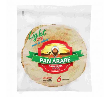 PAN ARABE PANADERIA 2000 LIGTH EXTRA GRANDE X6UNID