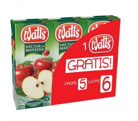 JUGO WATTS MANZANA 200ML PACK 6UN
