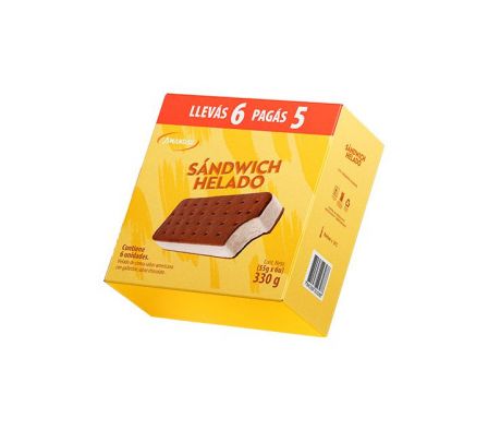 HELADO AMANDAU SANDWICH PACK 6UN