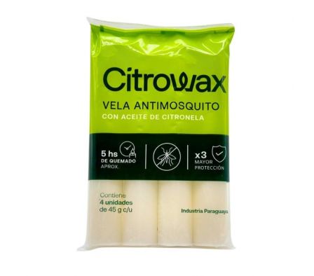 VELA CITROWAX ANTIMOSQUITO 4UNID X 45 GR