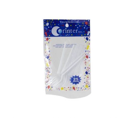 TENEDORCITO CORINTER TRANSPARENTE X 25 UNID