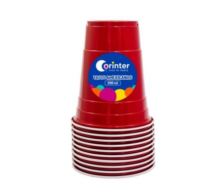 VASO CORINTER AMERICANO ROJO 500ML X 10 UNID