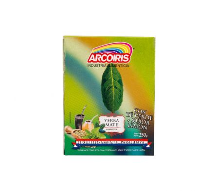YERBA MATE ARCOIRIS CON TE VERDE/SABOR LIMON 250GR