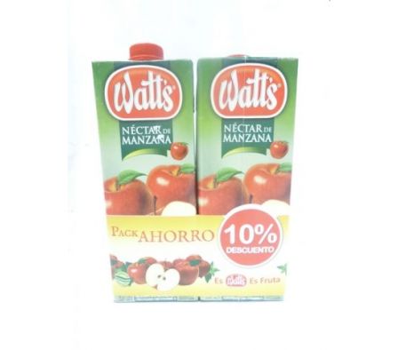 JUGO WATTS NECTAR MANZANA 1LT PACK 2UN