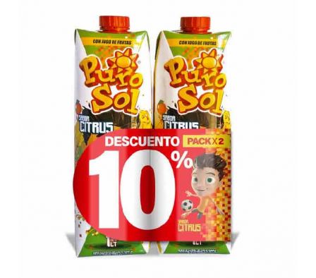 JUGO PURO SOL CITRUS 1LT PACK 2UN