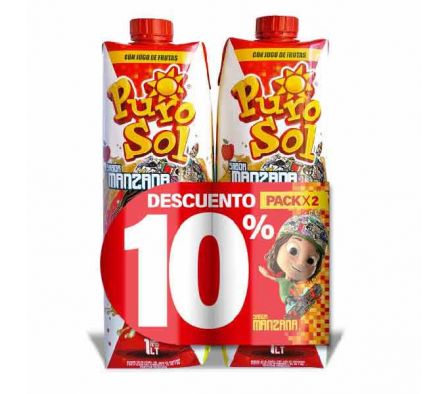 JUGO PURO SOL MANZANA 1LT PACK 2UN