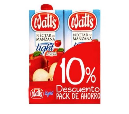 JUGO WATTS MANZANA LIGHT 1LT PACK 2UN