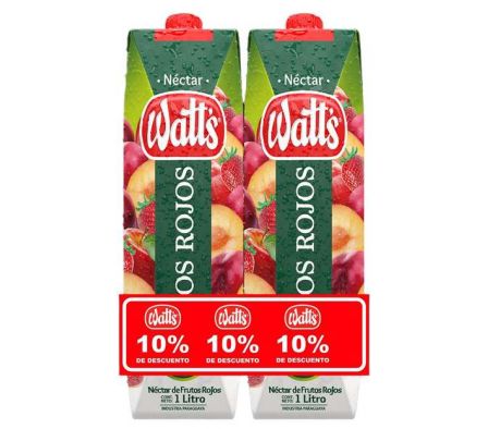 JUGO WATTS NECTAR FRUTOS ROJOS 1LT PACK 2UN