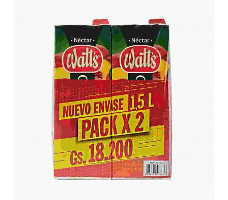 JUGO WATTS DURAZNO TETRA 1.5LT PACK 2UN