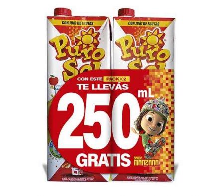 JUGO PURO SOL MANZANA 1500ML X 2
