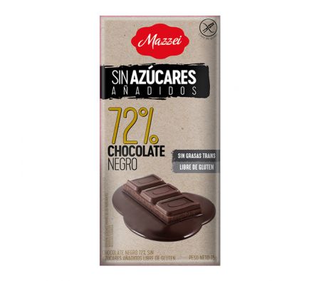 CHOCOLATE MAZZEI NEGRO 72% SIN AZUCARES 75G