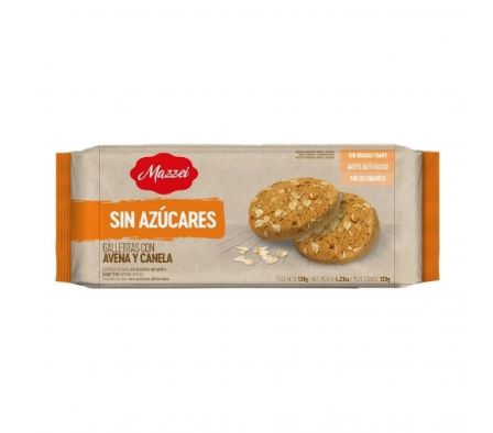 GALLETITAS MAZZEI  AVENA Y CANELA SIN AZUCAR 120G