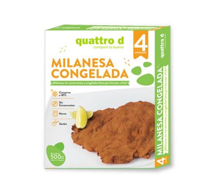 MILANESA QUATTRO D CARNE CONGELADA 500GR