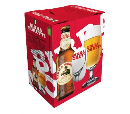 CERVEZA FOUR MORETTI PACK + COPA