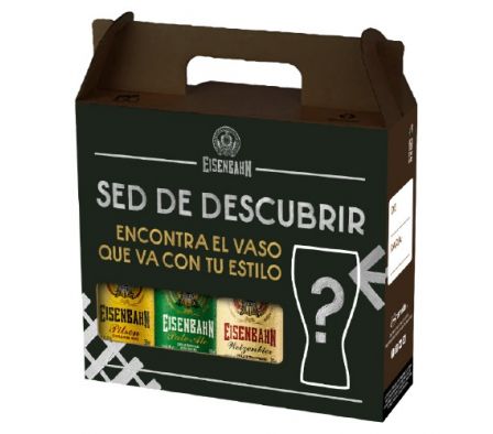 PACK 3 CERVEZA EISENBAHN BOT 355 ML+ VASO SECRETO