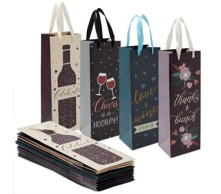 BOLSA DE REGALO P/ VINO BRILLOSO COLORES SURT. 
