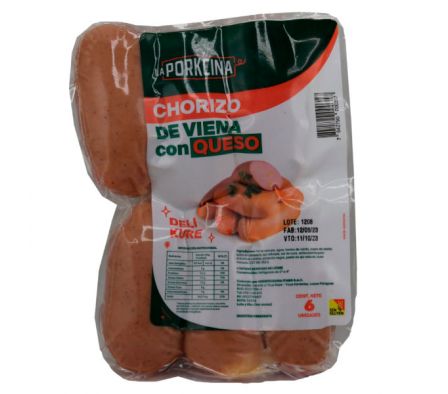 CHORIZO LA PORKCINA  DE VIENA C/QUESO EN 6 UN