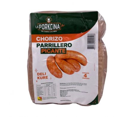 CHORIZO LA PORKCINA PARRILLERO C/PICANTE ENV 4 UN.