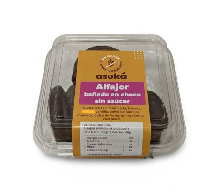 ALFAJORES ASUKA CHOCO NEGRO S/AZUCAR 3UN