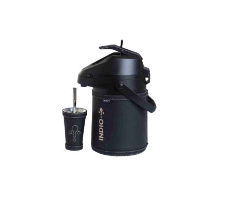 TERMO INDIO NEGRO CUERO 2.5 LT+GUAMPA+BOMBILLA  