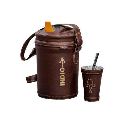 TERMO TERERE INDIO SIMIL 2.5LT MARRON+GUAMPA+BOMBI