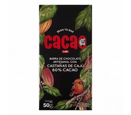 CHOCOLATE CACAO LAB 60% C/CASTAÑA D/CAJÚ GUYRA 45G