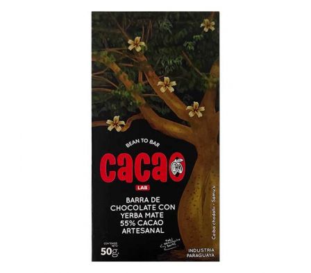 CHOCOLATE CACAO LAB 55% CACAO C/YERBA MATE SA  50G