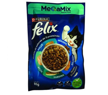 ALIMENTO PARA GATO FELIX MEGAMIX ADULTO 85G