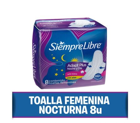 TOALLA HIGIENICA SIEMPRE LIBRE NOCTURNA 8UN