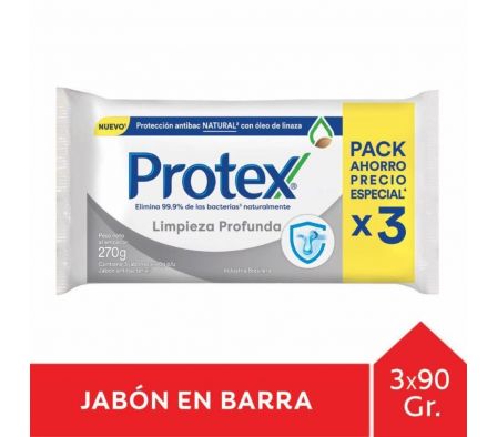 JABON DE TOCADOR PROTEX LIMPIEZA PROFUNDA 3x90GR
