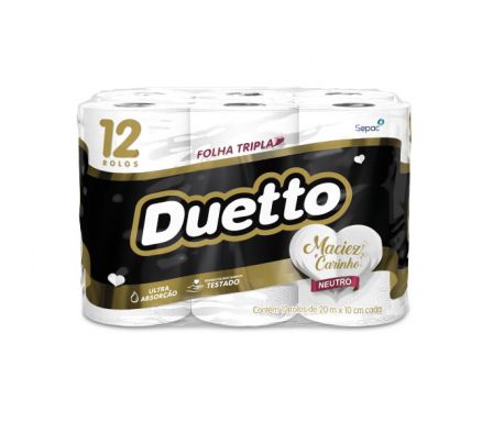 PAPEL HIGIENICO DUETTO TRIPLE HOJA NEUTRO 20M