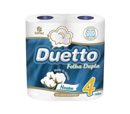 PAPEL HIG. DUETTO DOBLE HOJA NEUTRO X 4