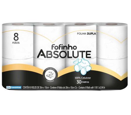 PAPEL HIGIENICO FOFINHO ABSOLUTE DOBLE HOJA 8UN