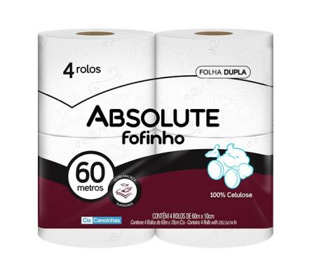 PAPEL HIGIENICO FOFINHO ABSOLUTE  X4 ROLLOS 60 MT
