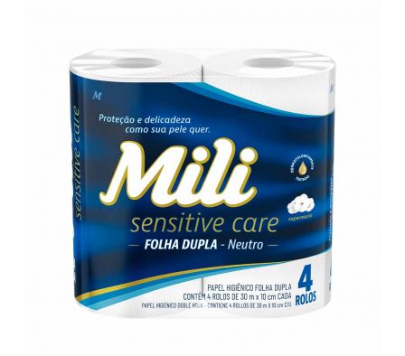 PAPEL HIGIENICO MILI DOBLE HOJA 30M NEUTRO - 4UND