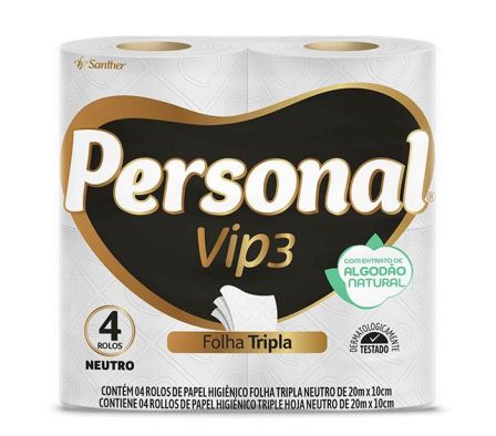 PAPEL HIGIENICO PERSONAL VIP TRIPLE HOJA 20MX4