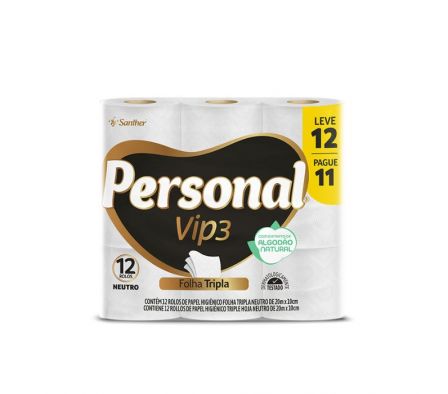 PAPEL HIGIENICO PERSONAL VIP TRIPLE HOJA 20MX12