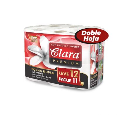 PAPEL HIGIENICO CLARA DOBLE HOJA 30M 12UN