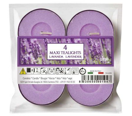 VELA AROMATICA MAXI LIGHT X4 10H LAVENDER