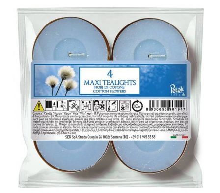 VELA AROMATICA MAXI LIGHT X4 10H COTTON FLOWERS
