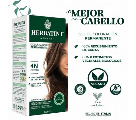 TINTE HERBATINT 4N GEL COLORACION PERMANENTE 