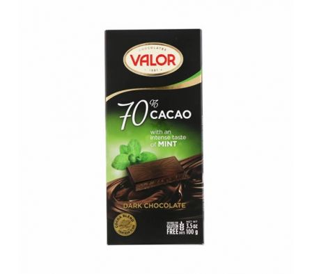 CHOCOLATE VALOR COCOA 70% NOIR C/MENTA 100GR