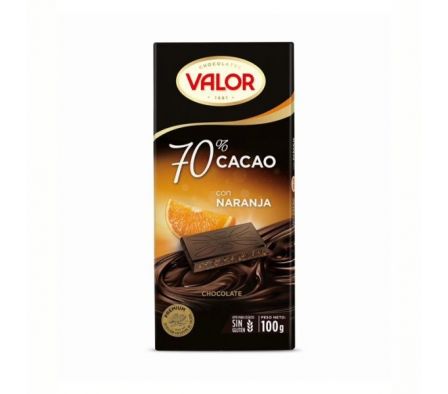 CHOCOLATE AMARGO VALOR 70% CON NARANJA 100GR