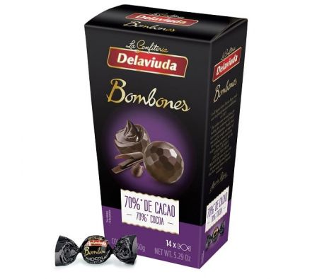 BOMBONES DELAVIUDA CHOCO 70%  X150G 