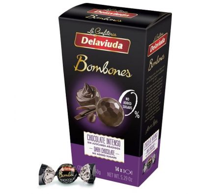 BOMBONES DELAVIUDA CHOCOLATE NEGRO S/AZUCAR 150GR 