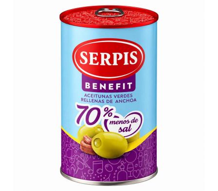 ACEITUNA SERPIS RELLENA DE ANCHOA 70% LATA 300GR