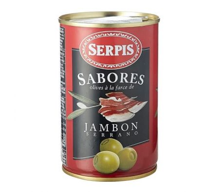 ACEITUNA SERPIS JAMON SERRANO LATA 300 GR