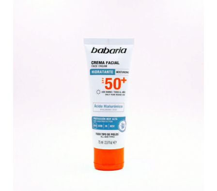 CREMA FACIAL SOLAR BABARIA ACIDO HIALURONICO SPF50