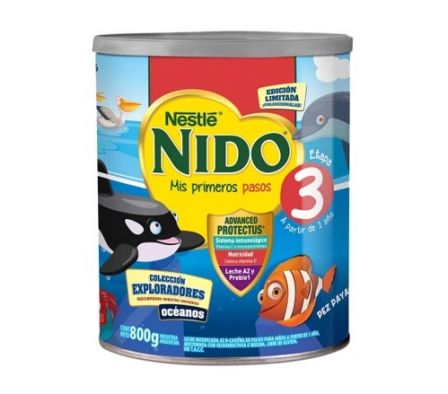 LECHE EN POLVO NIDO 3 LATA  LITROGRAFIADA 800GR 