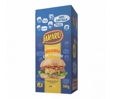 HAMBURGUESA JAKARU RELLENA 4 QUESOS CONG 380GR